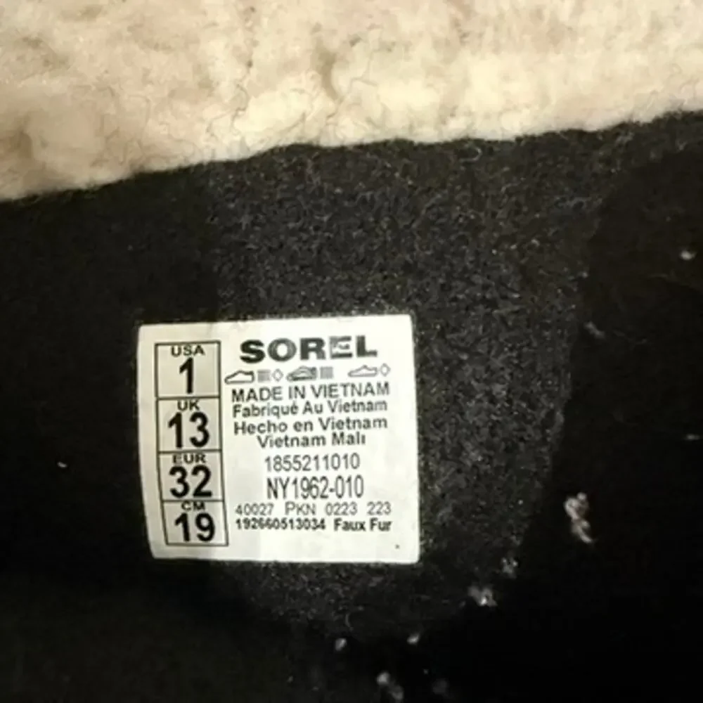Sorel YOOT PAC Nylon Children's Waterproof Boot in Black, Size 1​